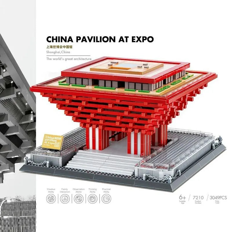 Building Blocks Architecture Famous China Pavilion At Expo Bricks Toy 7210 - 5