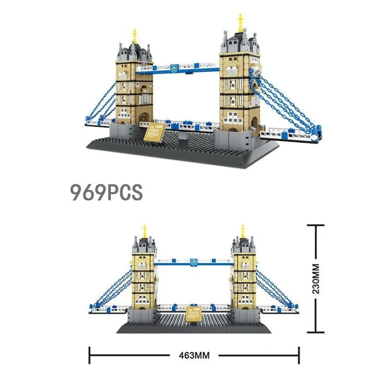 Building Blocks Architecture MOC London Tower Bridge Bricks Toy Construction Set Toys - 4