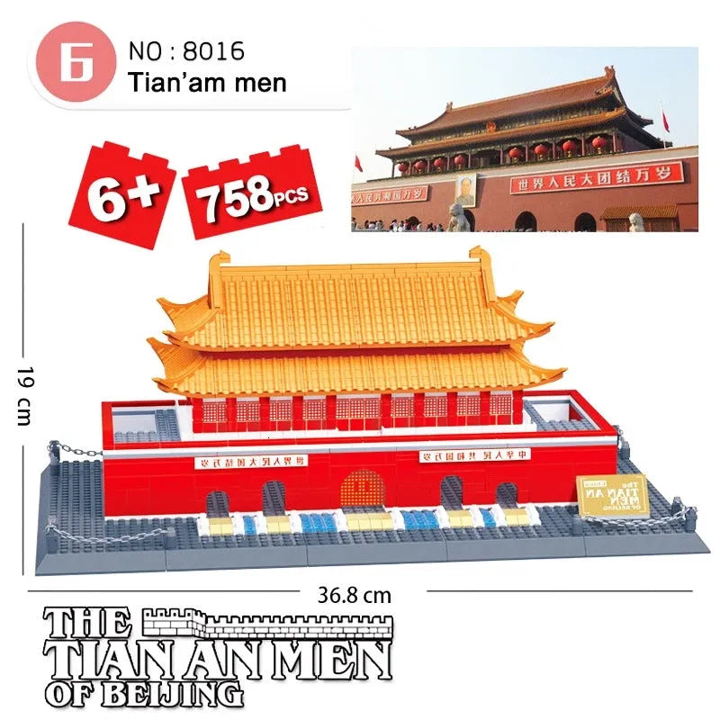 Building Blocks Architecture MOC TIANANMEN Of Beijing Bricks Toy 8016 - 2