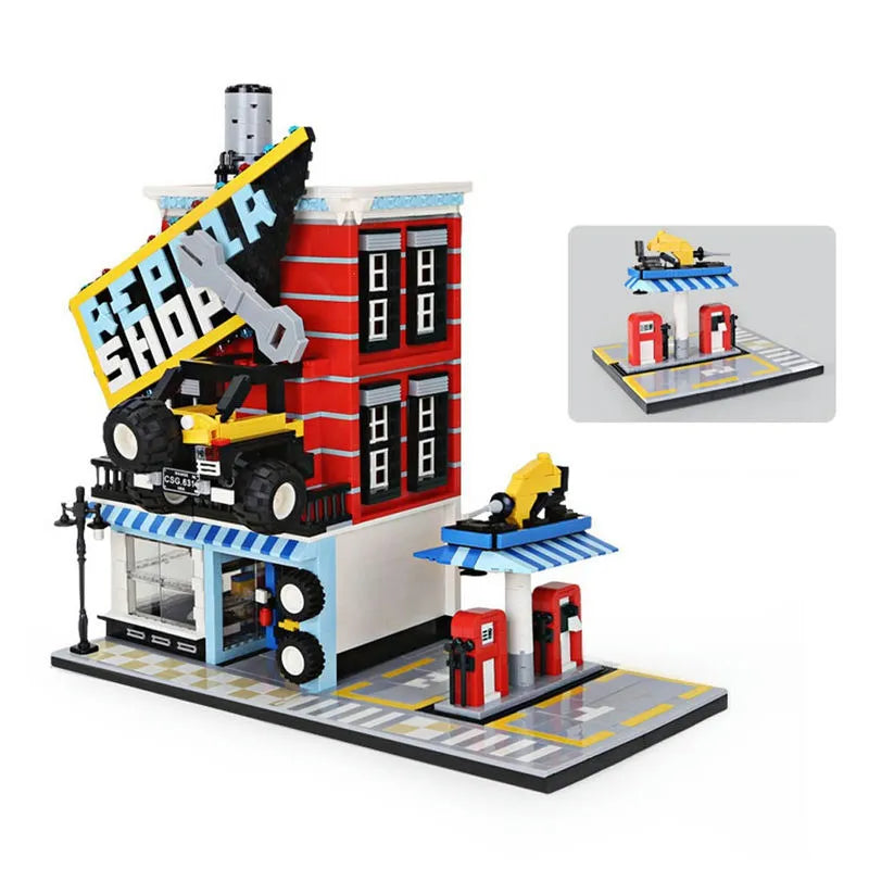 Building Blocks Creator Expert MOC Car Service Center Bricks Toy - 3