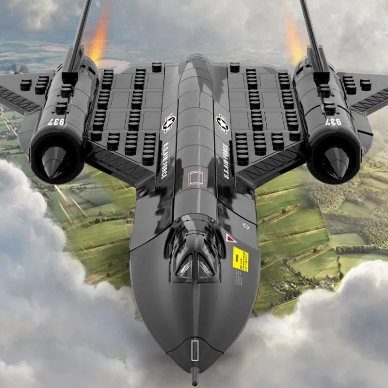Building Blocks Military MOC SR - 71 Blackbird Aircraft Bricks Toys 14186 - 6