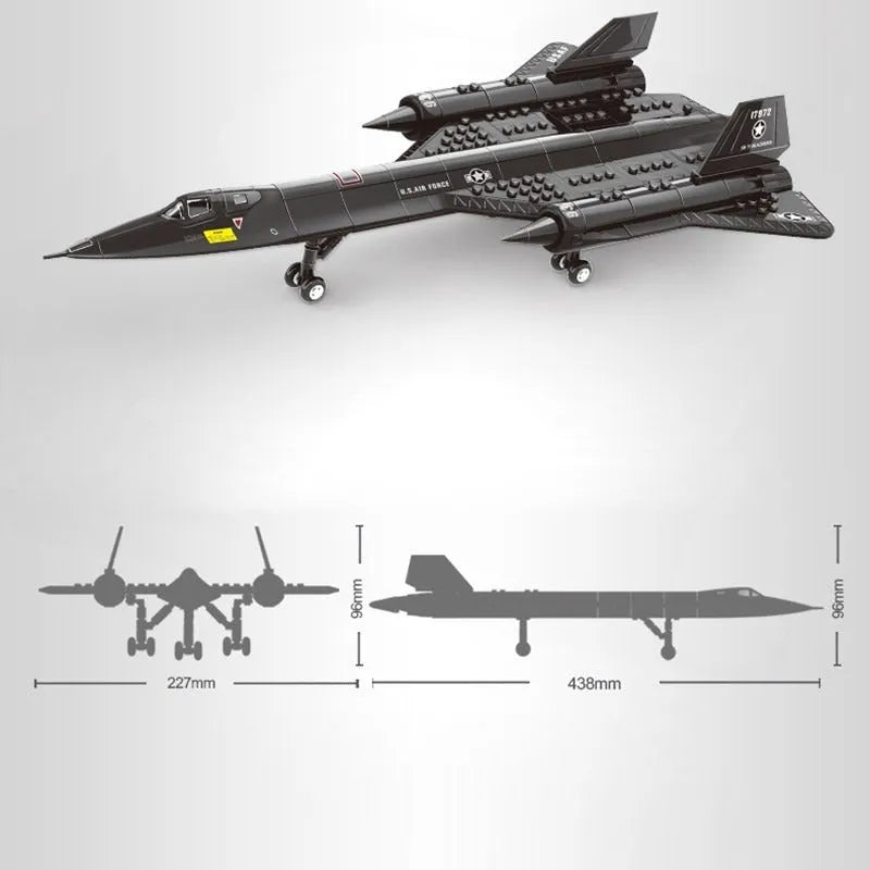 Building Blocks Military MOC SR-71 Blackbird Aircraft Bricks Toys 14186 - 4