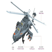 Thumbnail for Building Blocks Military WZ10 Gunship Helicopter Bricks Kids Toys - 5