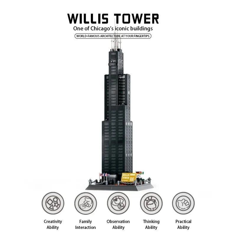 Building Blocks MOC 5228 Architecture Chicago Willis Tower Bricks Toy - 5