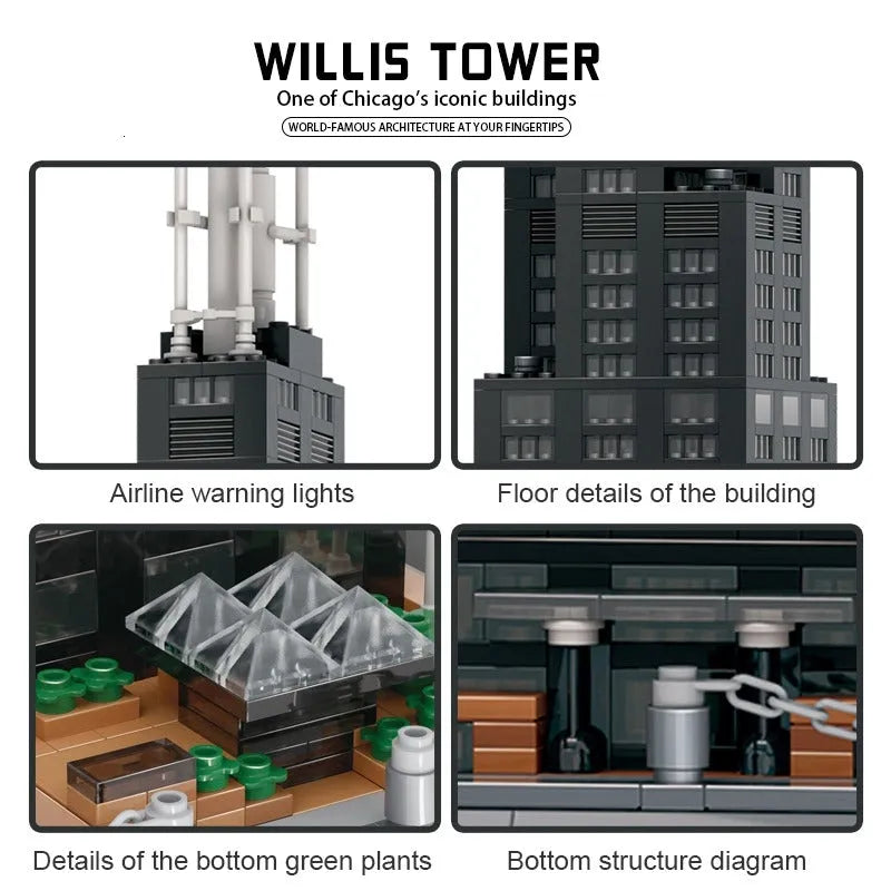 Building Blocks MOC 5228 Architecture Chicago Willis Tower Bricks Toy - 6