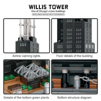Thumbnail for Building Blocks MOC 5228 Architecture Chicago Willis Tower Bricks Toy - 6