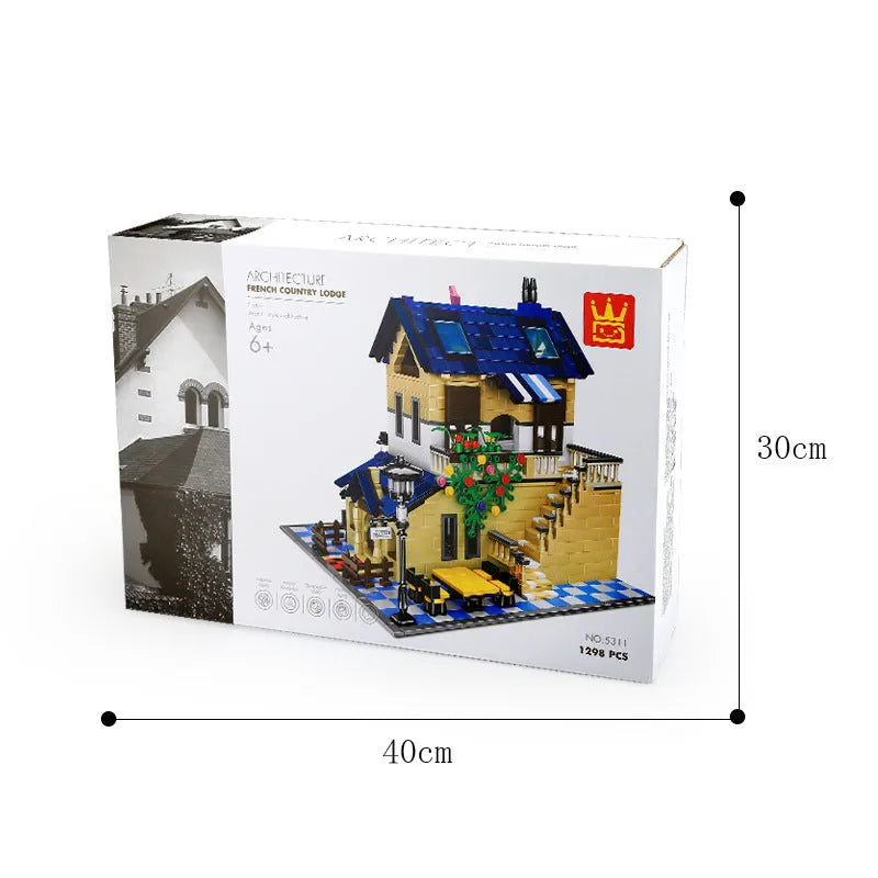 Building Blocks MOC 5311 Architecture French Country Lodge Bricks Toy - 7
