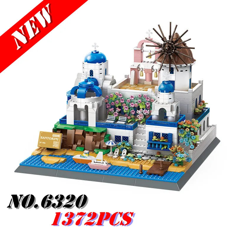 Building Blocks MOC 6230 Architecture Santorini Island Modern Villa Bricks Toys - 4