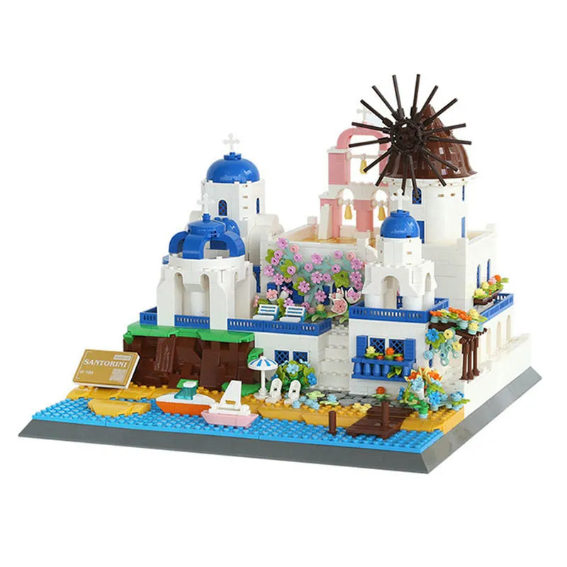 Building Blocks MOC 6230 Architecture Santorini Island Modern Villa Bricks Toys - 3