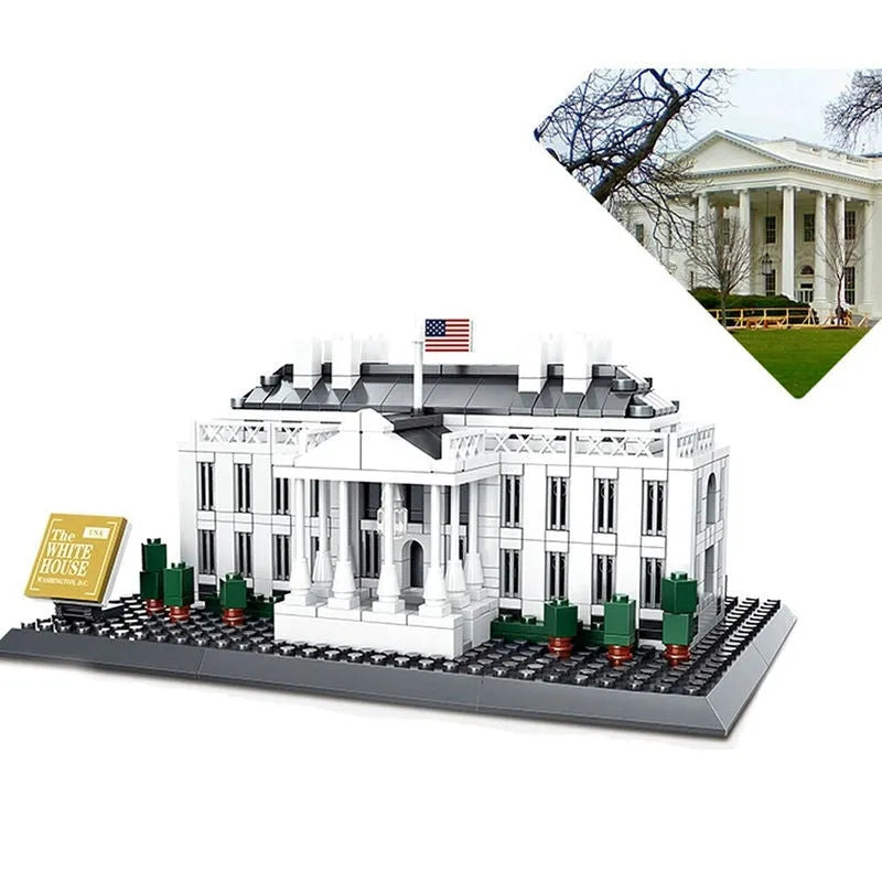 Building Blocks MOC Architecture 7018 White House Bricks Skyline Kids Toys - 6