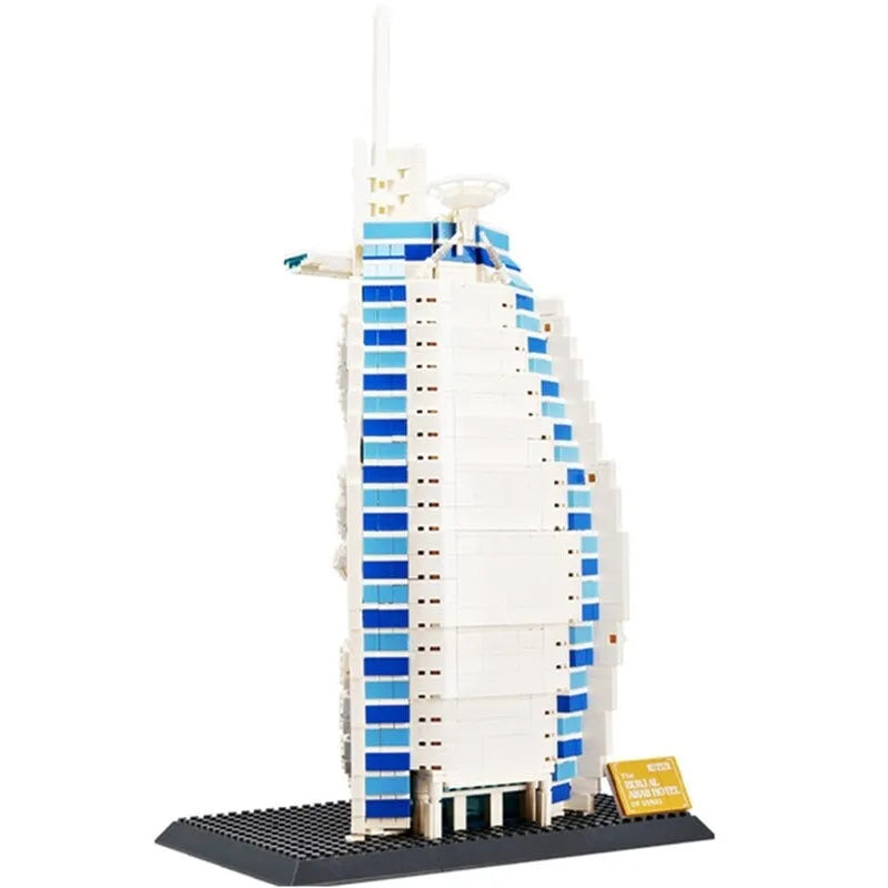 Building Blocks MOC Architecture Burj Al Arab Hotel Bricks Toys Kids - 1