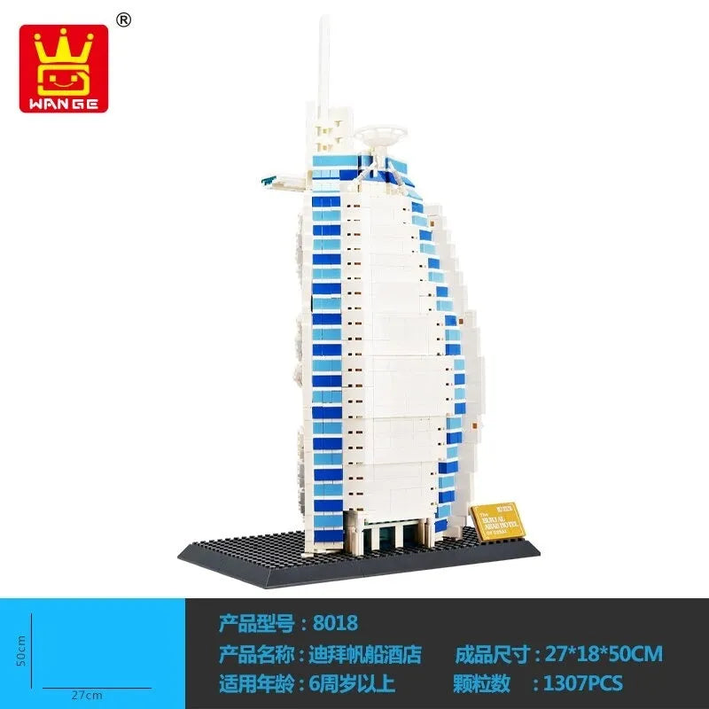 Building Blocks MOC Architecture Burj Al Arab Hotel Bricks Toys Kids - 3