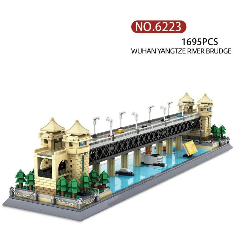 Building Blocks MOC Architecture China Wuhan River Bridge Bricks Toy - 5