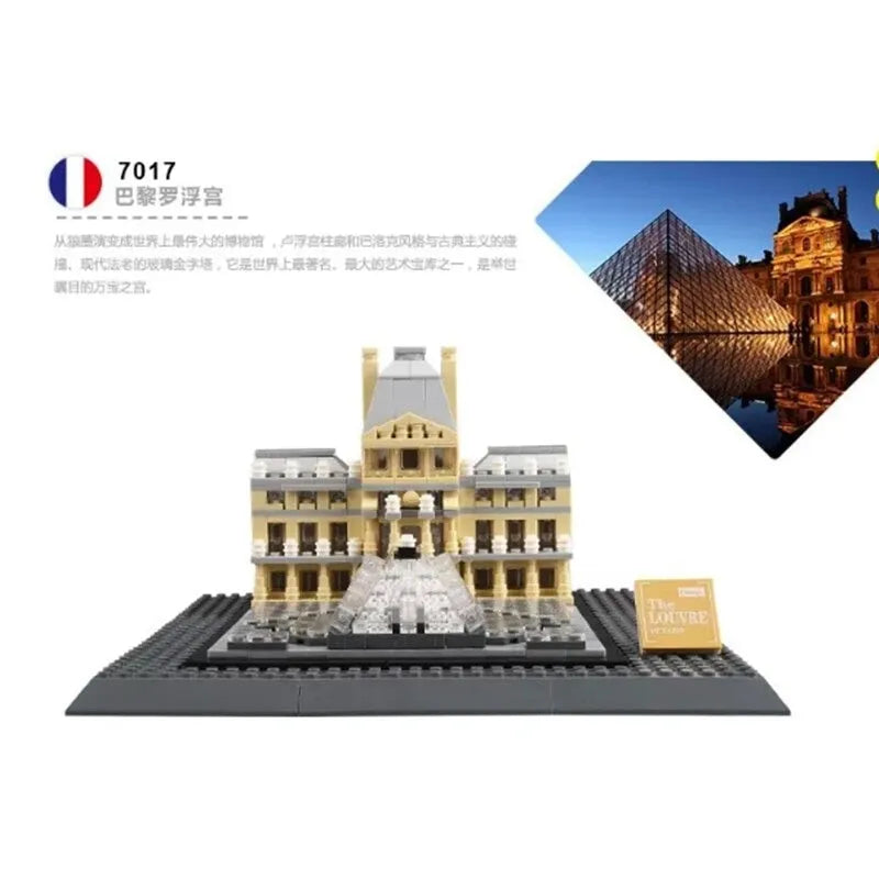 Building Blocks MOC Architecture City Paris The Louvre Bricks Kids Toys Construction Set Toys - 2