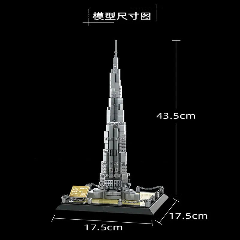 lineær sej fugl MOC Architecture Dubai Burj Khalifa Bricks Toys 4222