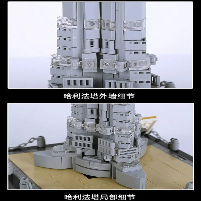 Building Blocks MOC Architecture Dubai Burj Khalifa Bricks Toys 4222 - 5