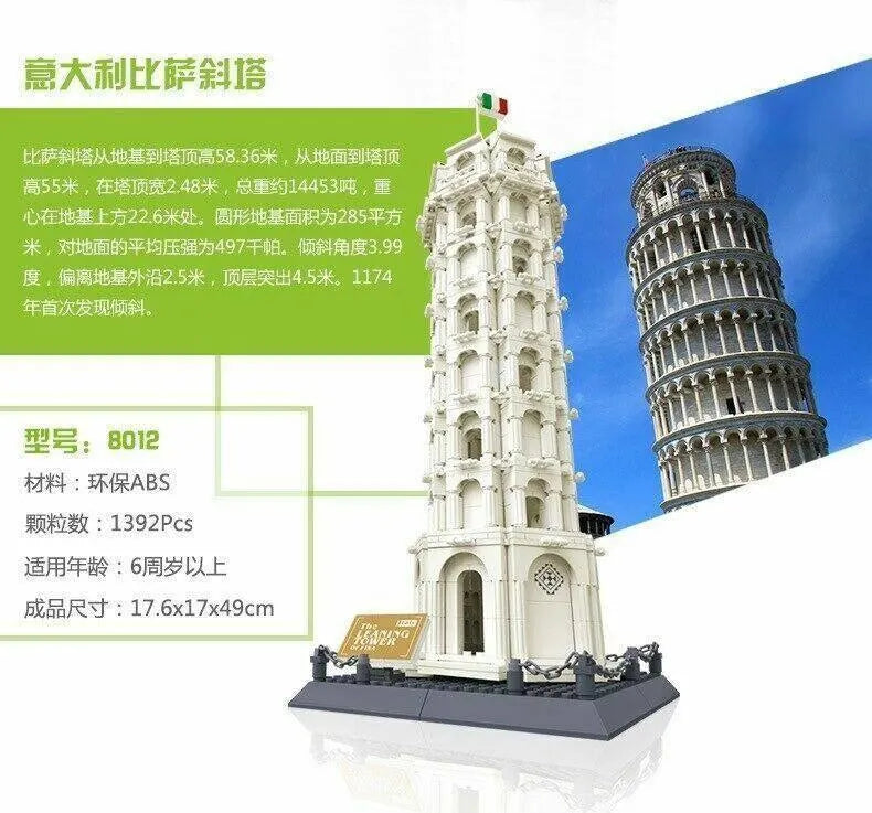 Building Blocks MOC Architecture Leaning Tower Of Pisa Bricks Toy - 6