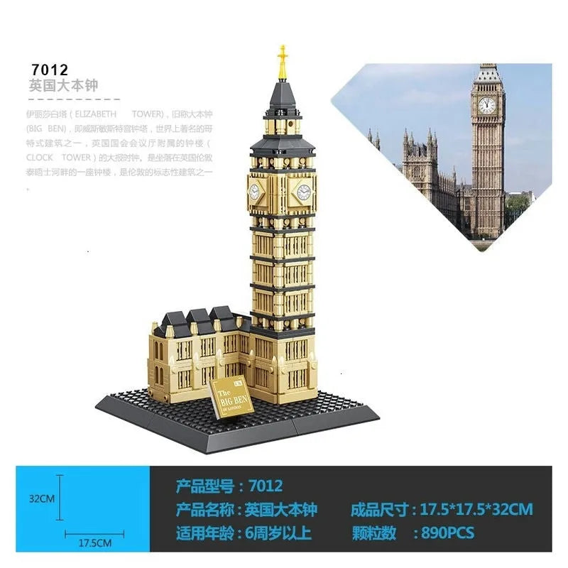 Building Blocks MOC Architecture London Big Ben Bricks Toy Construction Set Toys - 2