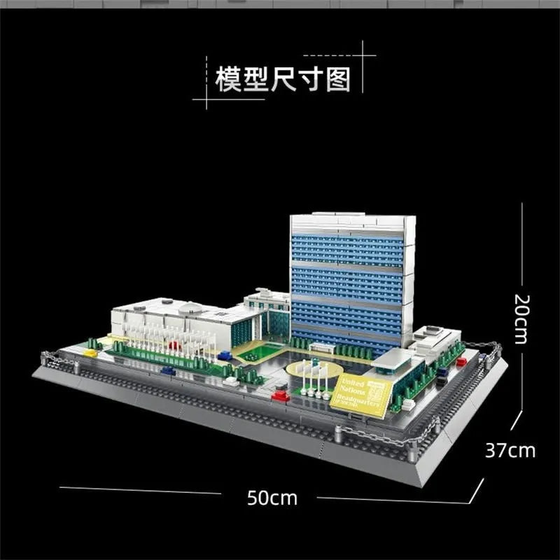 Building Blocks MOC Architecture NY United Nations HQ Bricks Kids Toys Construction Set Toys - 7