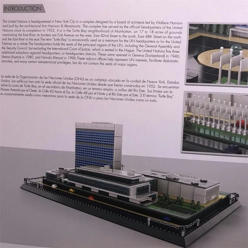 Building Blocks MOC Architecture NY United Nations HQ Bricks Kids Toys Construction Set Toys - 6