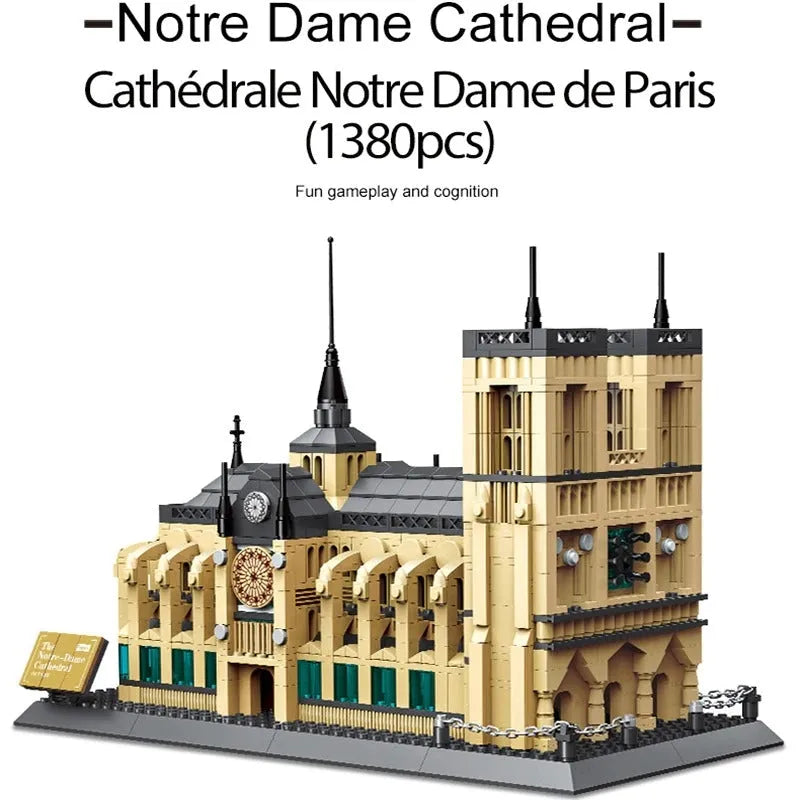 Building Blocks MOC Architecture Paris Notre Dame Cathedral Bricks Toy Construction Set Toys - 11