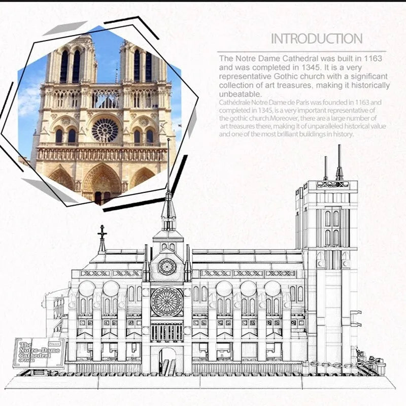 Building Blocks MOC Architecture Paris Notre Dame Cathedral Bricks Toy - 5