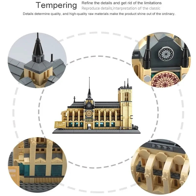 Building Blocks MOC Architecture Paris Notre Dame Cathedral Bricks Toy Construction Set Toys - 6