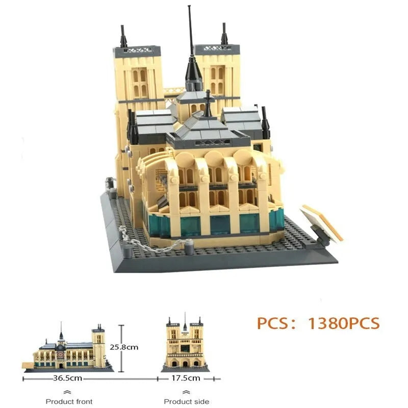 Building Blocks MOC Architecture Paris Notre Dame Cathedral Bricks Toy Construction Set Toys - 7