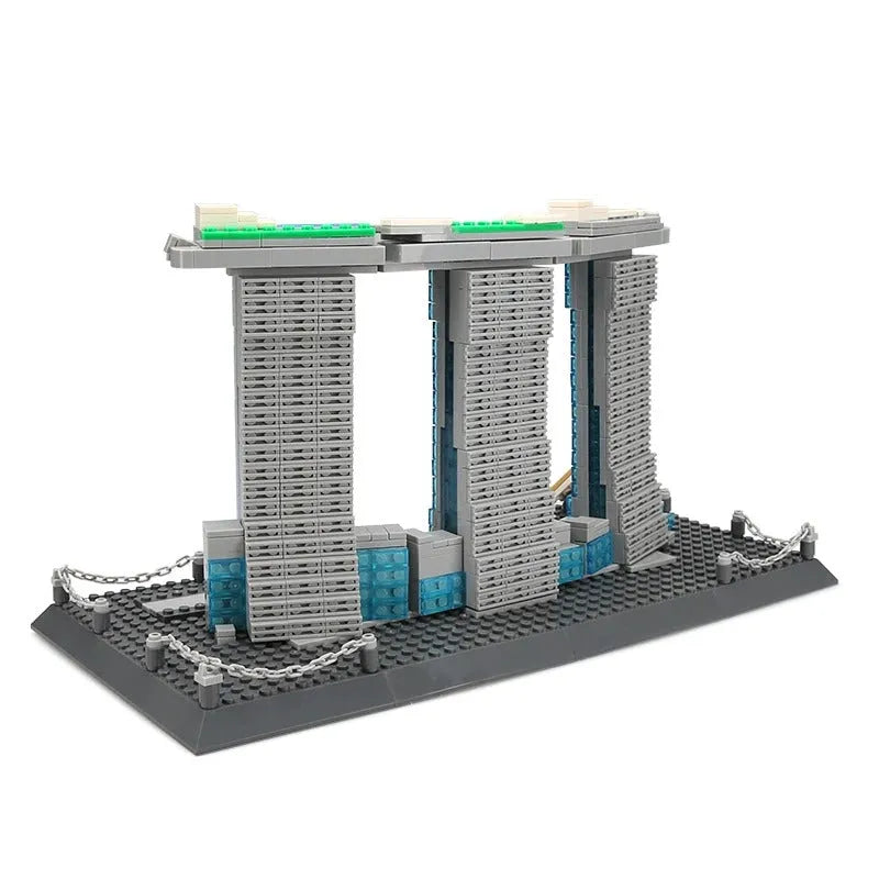 Building Blocks MOC Architecture Singapore Marina Bay Bricks Kids Toys - 4