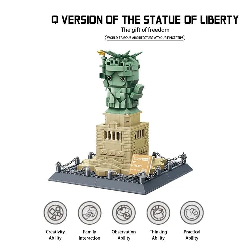 Building Blocks MOC Architecture Statue Of Liberty Q Version Bricks Kids Toys - 3