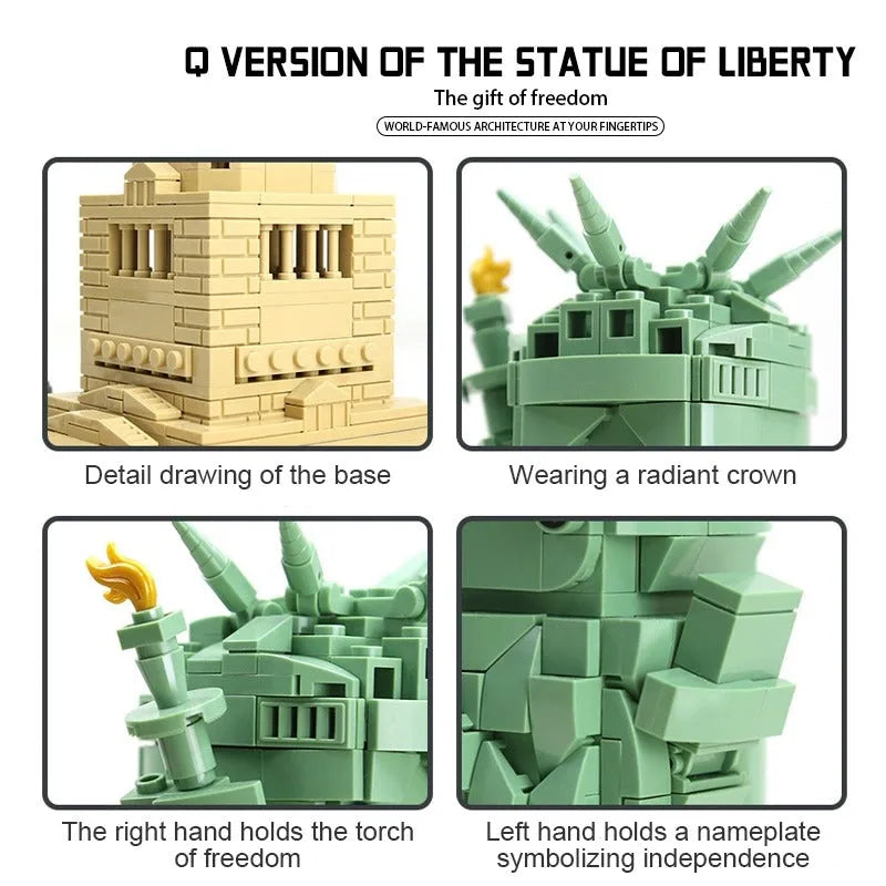 Building Blocks MOC Architecture Statue Of Liberty Q Version Bricks Kids Toys - 4
