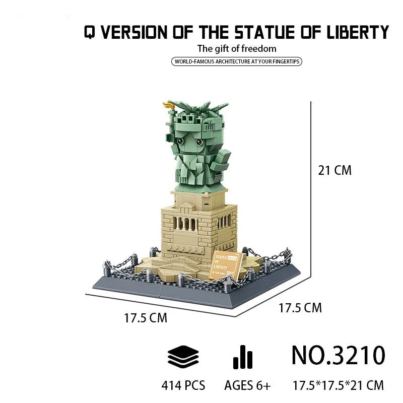 Building Blocks MOC Architecture Statue Of Liberty Q Version Bricks Kids Toys Construction Set Toys - 2