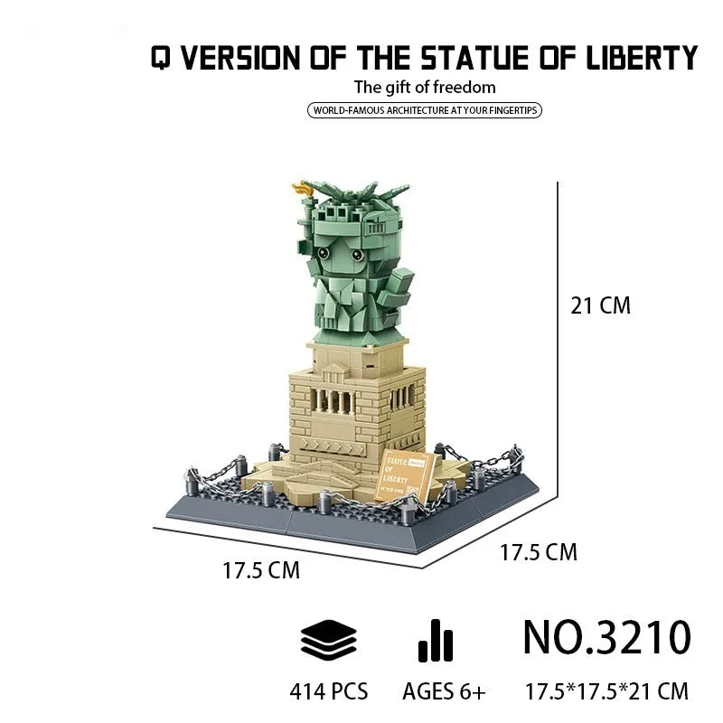 Building Blocks MOC Architecture Statue Of Liberty Q Version Bricks Kids Toys - 2