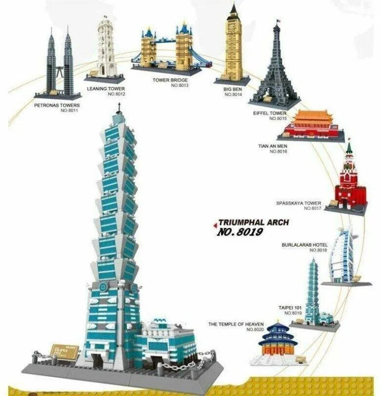 Building Blocks MOC Architecture Taipei 101 Tower Bricks Toys - 6