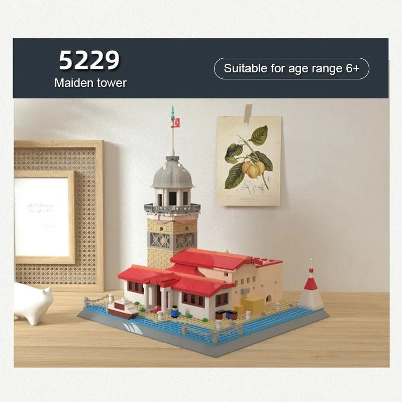 Building Blocks MOC Architecture Turkish Maiden Tower Bricks Toy Construction Set Toys - 5