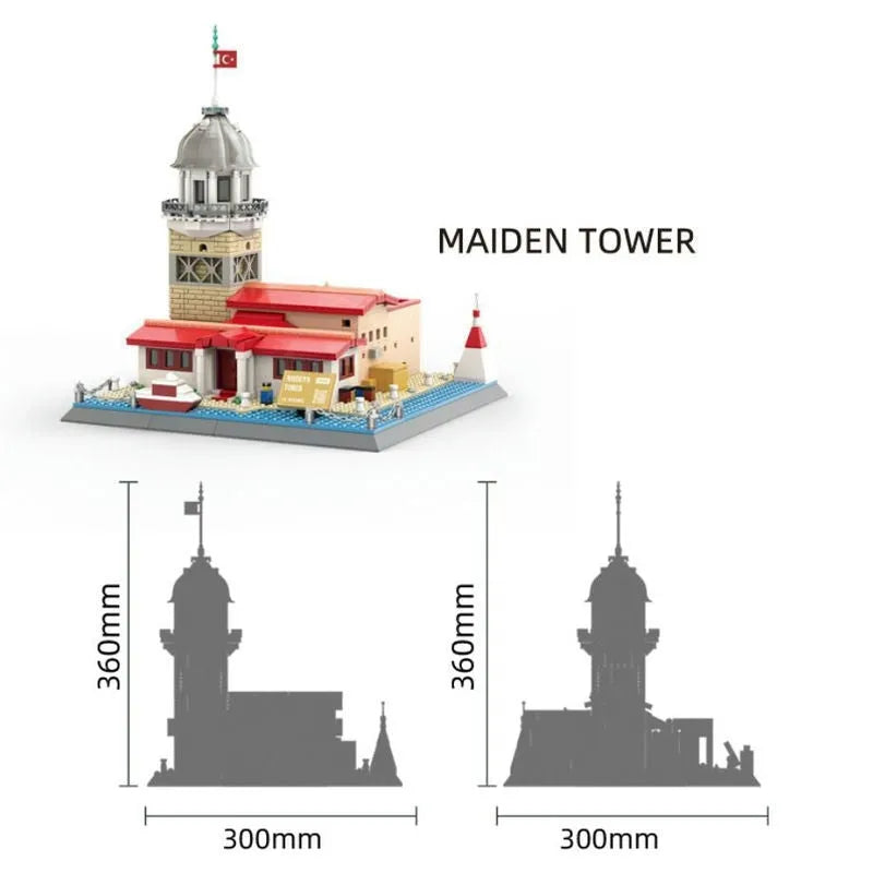 Building Blocks MOC Architecture Turkish Maiden Tower Bricks Toy - 6