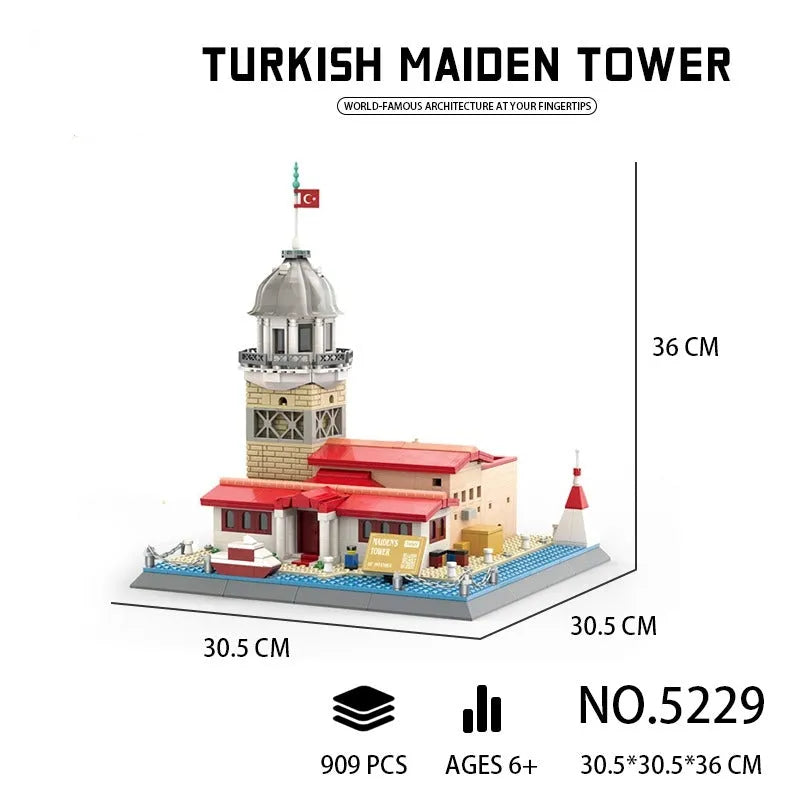 Building Blocks MOC Architecture Turkish Maiden Tower Bricks Toy - 2