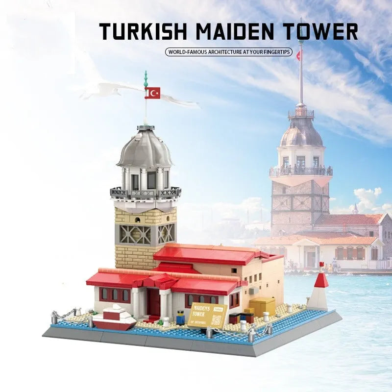Building Blocks MOC Architecture Turkish Maiden Tower Bricks Toy Construction Set Toys - 3