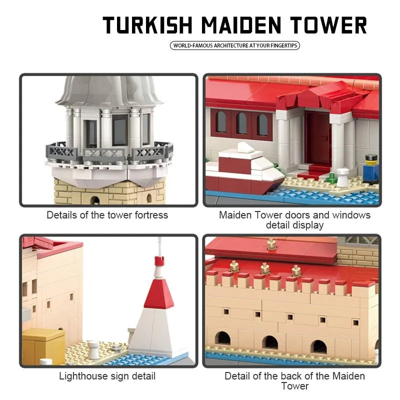 Building Blocks MOC Architecture Turkish Maiden Tower Bricks Toy Construction Set Toys - 4
