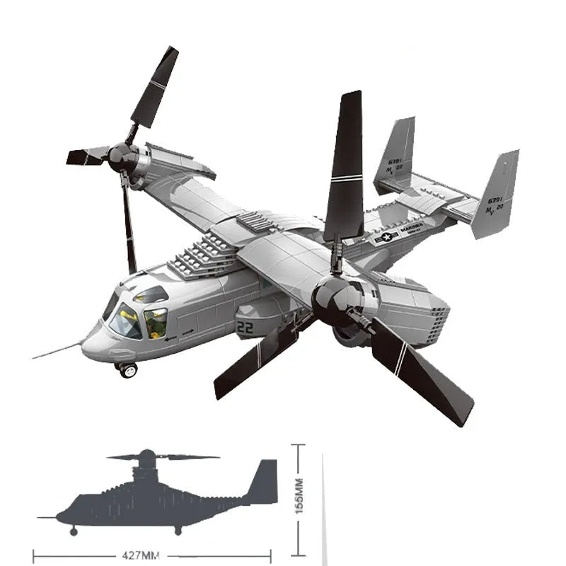 Building Blocks MOC Creator Boeing V22 Bell Osprey Bricks Toys 5006 Construction Set Toys - 1