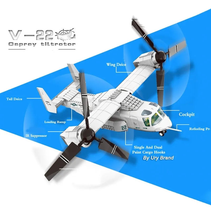 Building Blocks MOC Creator Boeing V22 Bell Osprey Bricks Toys 5006 - 5