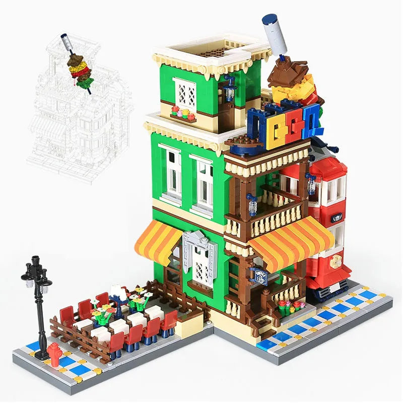 Building Blocks MOC Creator Expert City BBQ Restaurant Bricks Toys - 8
