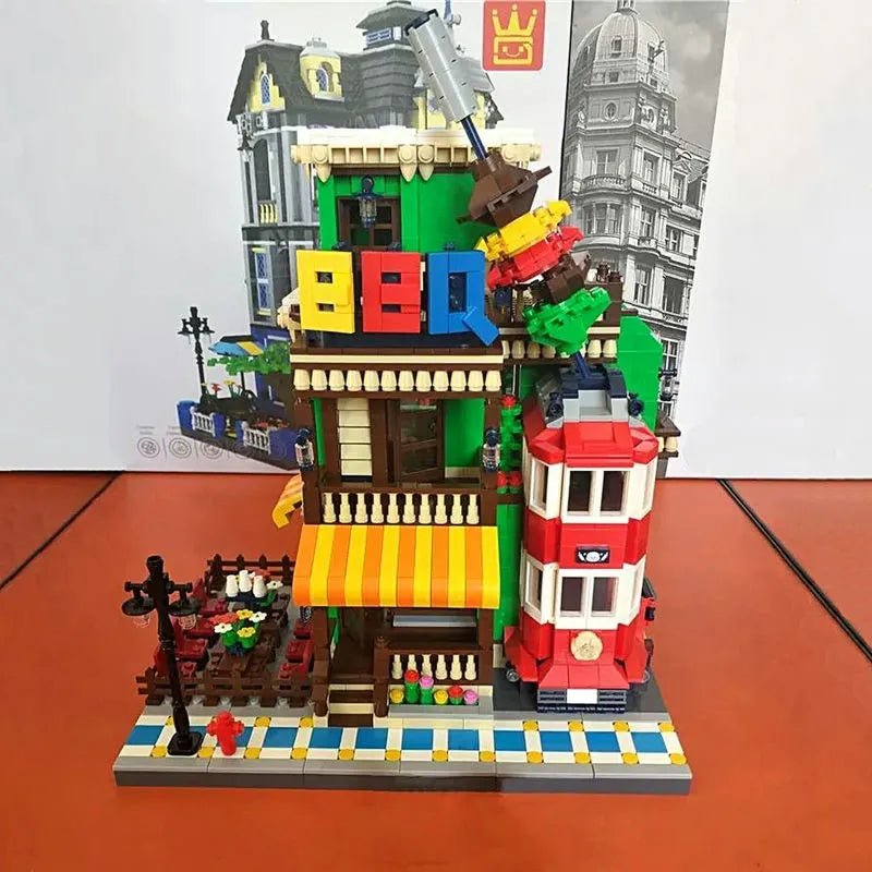 Building Blocks MOC Creator Expert City BBQ Restaurant Bricks Toys - 3