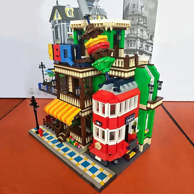 Building Blocks MOC Creator Expert City BBQ Restaurant Bricks Toys - 2