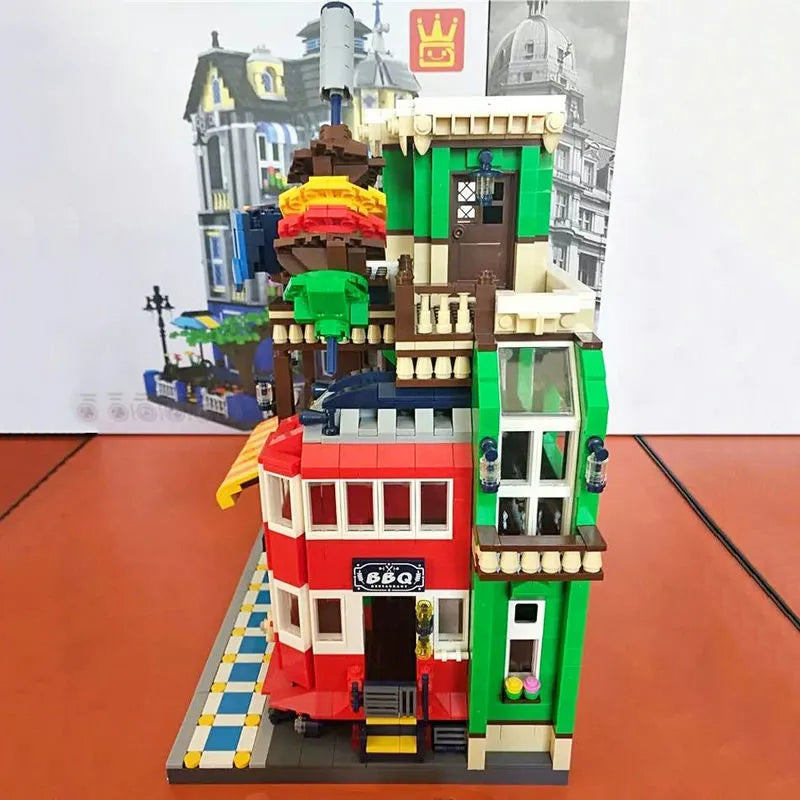 Building Blocks MOC Creator Expert City BBQ Restaurant Bricks Toys - 6