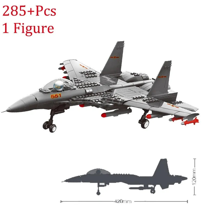 Building Blocks MOC Military F - 15 Eagle Fighter Jet Bricks Kids Toys - 2