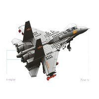 Thumbnail for Building Blocks MOC Military F - 15 Eagle Fighter Jet Bricks Kids Toys - 6