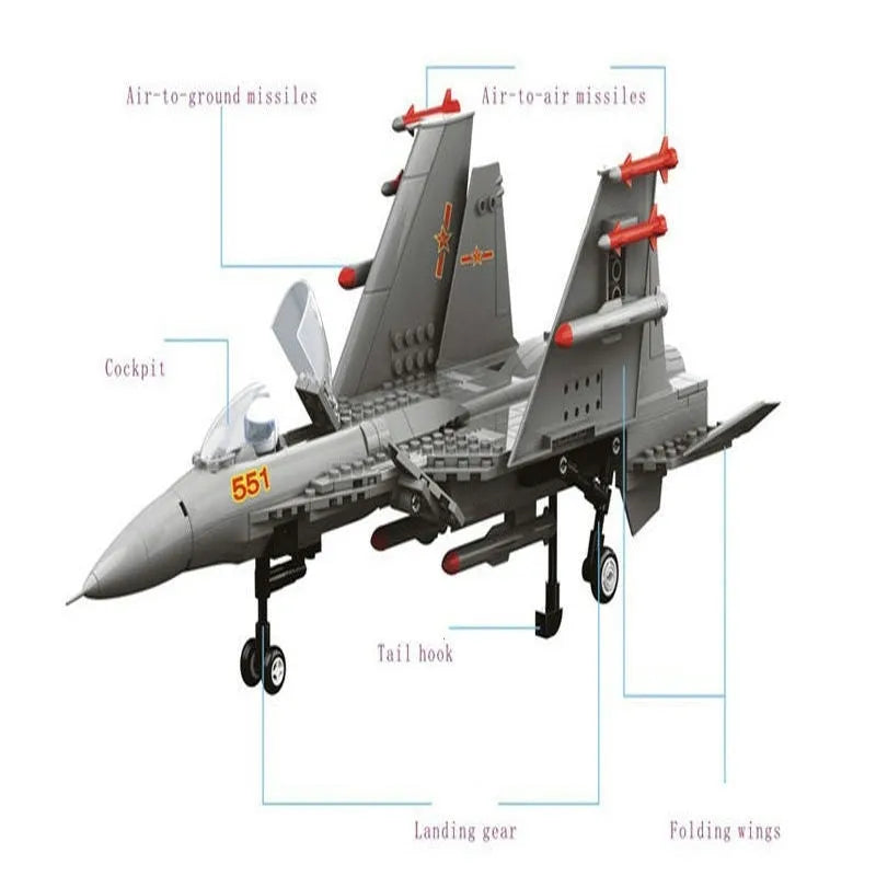 Building Blocks MOC Military F - 15 Eagle Fighter Jet Bricks Kids Toys - 5