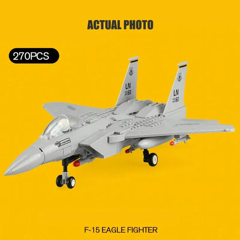 Building Blocks MOC Military F-15 Eagle Fighter Plane Bricks Kids Toys - 8