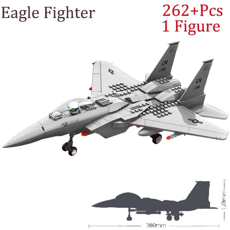 Building Blocks MOC Military F - 15 Eagle Fighter Plane Bricks Kids Toys - 5